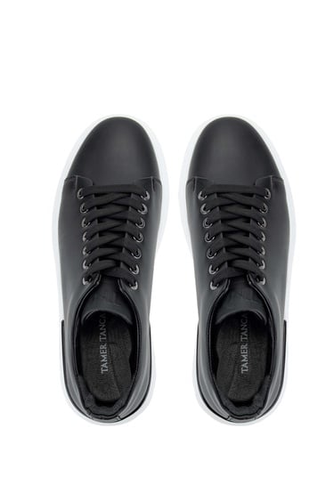  Tamer Tanca Erkek Hakiki Deri Siyah Sneakers & Spor Ayakkabı