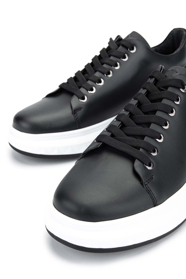  Tamer Tanca Erkek Hakiki Deri Siyah Sneakers & Spor Ayakkabı
