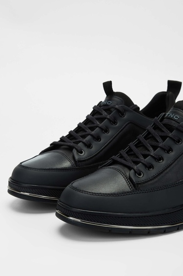  Tamer Tanca Erkek Hakiki Deri Siyah Sneakers & Spor Ayakkabı