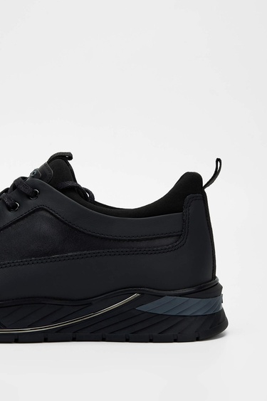  Tamer Tanca Erkek Hakiki Deri Siyah Sneakers & Spor Ayakkabı