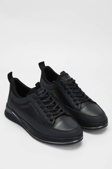  Tamer Tanca Erkek Hakiki Deri Siyah Sneakers & Spor Ayakkabı