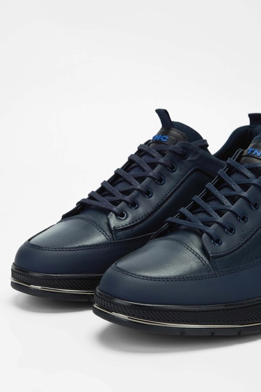  Tamer Tanca Erkek Hakiki Deri Lacivert Sneakers & Spor Ayakkabı