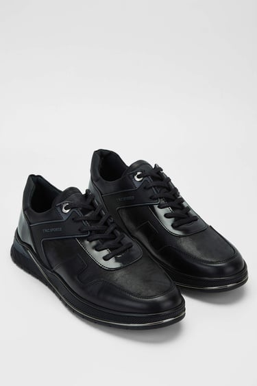  Tamer Tanca Erkek Hakiki Deri Siyah Sneakers & Spor Ayakkabı