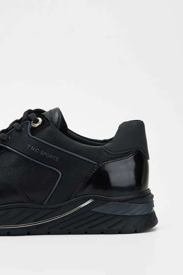  Tamer Tanca Erkek Hakiki Deri Siyah Sneakers & Spor Ayakkabı