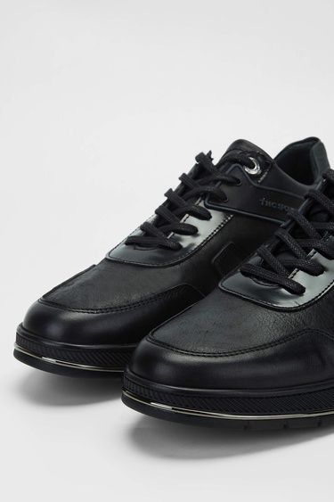  Tamer Tanca Erkek Hakiki Deri Siyah Sneakers & Spor Ayakkabı