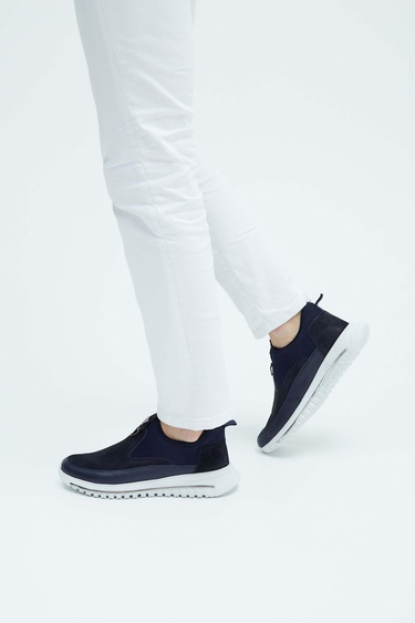  Tamer Tanca Erkek Hakiki Deri Lacivert Sneakers & Spor Ayakkabı
