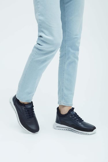  Tamer Tanca Erkek Hakiki Deri Lacivert Sneakers & Spor Ayakkabı