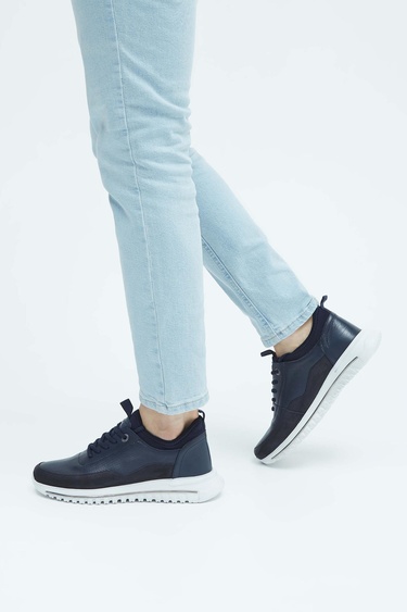  Tamer Tanca Erkek Hakiki Deri Lacivert Sneakers & Spor Ayakkabı