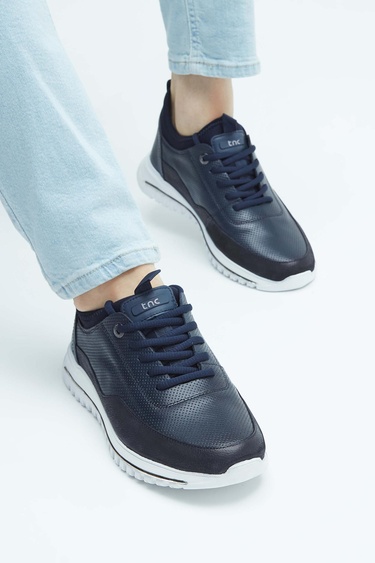  Tamer Tanca Erkek Hakiki Deri Lacivert Sneakers & Spor Ayakkabı