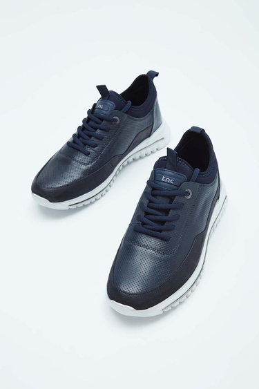  Tamer Tanca Erkek Hakiki Deri Lacivert Sneakers & Spor Ayakkabı