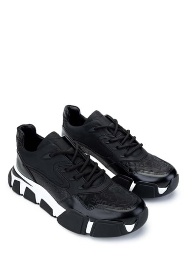  Tamer Tanca Erkek Hakiki Deri Siyah Sneakers & Spor Ayakkabı