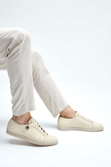  Tamer Tanca Erkek Hakiki Deri Fildişi Sneakers & Spor Ayakkabı