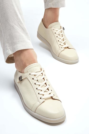  Tamer Tanca Erkek Hakiki Deri Fildişi Sneakers & Spor Ayakkabı