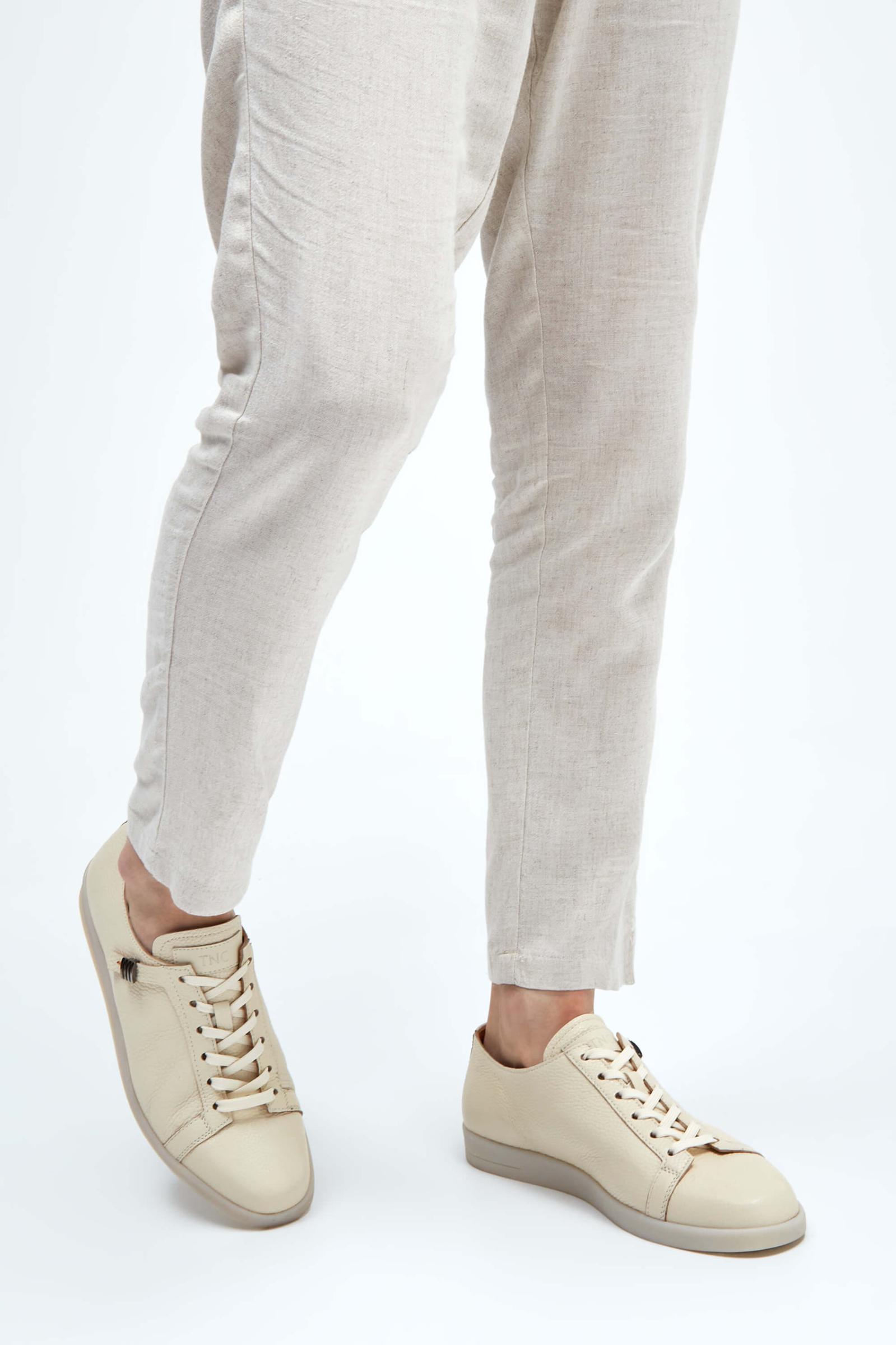 Tamer Tanca Tamer Tanca Bej Erkek Hakiki Deri Fildişi Sneakers &amp; Spor Ayakkabı | FashFed Bej - 4. görsel