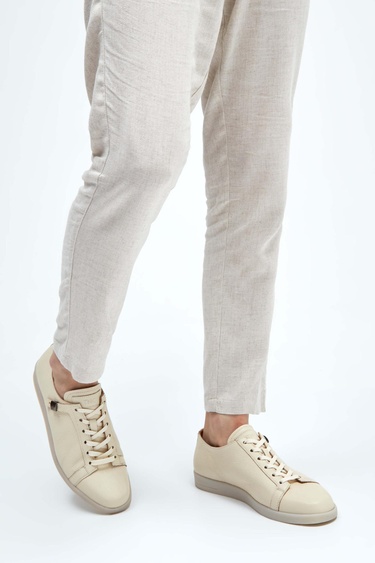  Tamer Tanca Erkek Hakiki Deri Fildişi Sneakers & Spor Ayakkabı