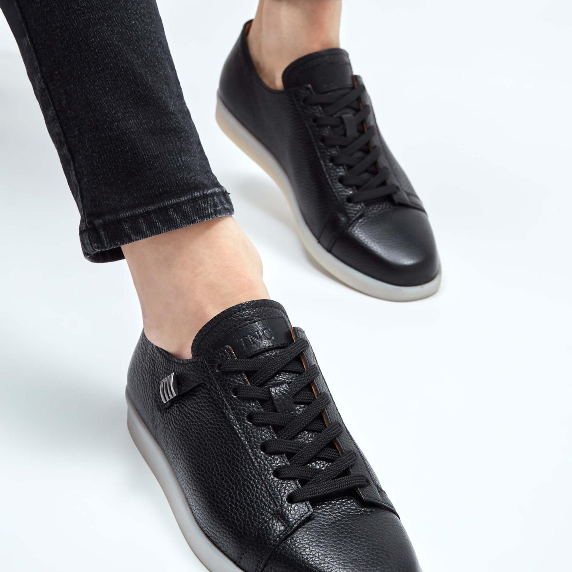 Tamer Tanca Erkek Hakiki Deri Siyah Sneakers & Spor Ayakkabı