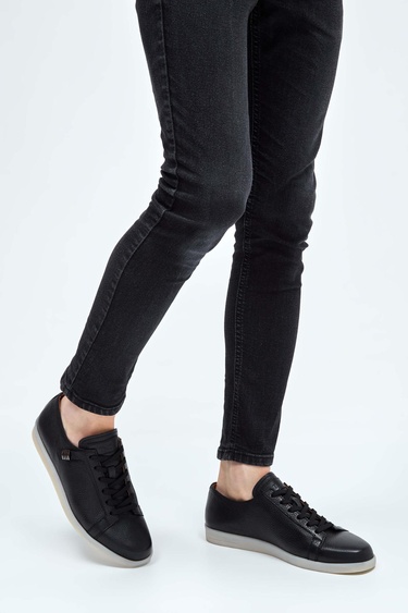  Tamer Tanca Erkek Hakiki Deri Siyah Sneakers & Spor Ayakkabı