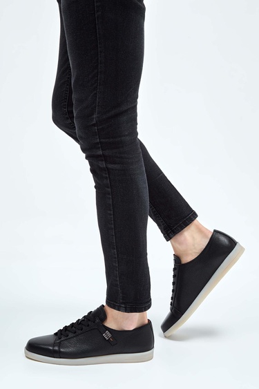  Tamer Tanca Erkek Hakiki Deri Siyah Sneakers & Spor Ayakkabı