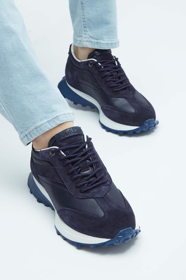  Tamer Tanca Erkek Hakiki Deri Lacivert Sneakers & Spor Ayakkabı