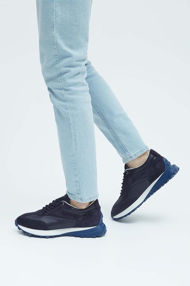  Tamer Tanca Erkek Hakiki Deri Lacivert Sneakers & Spor Ayakkabı