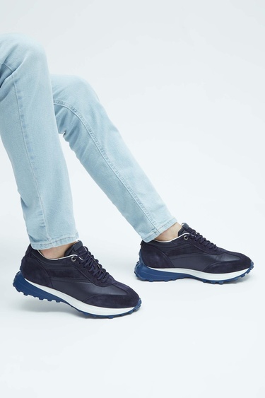  Tamer Tanca Erkek Hakiki Deri Lacivert Sneakers & Spor Ayakkabı