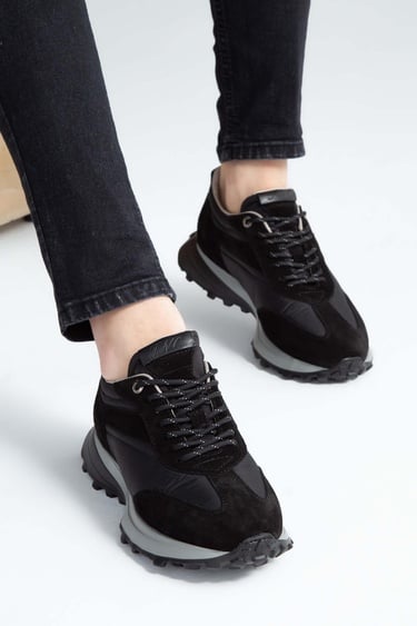  Tamer Tanca Erkek Hakiki Deri Siyah Sneakers & Spor Ayakkabı