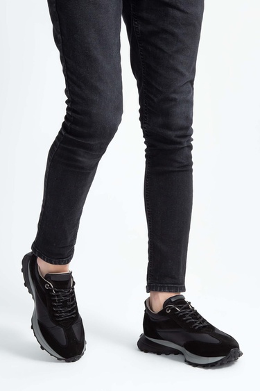  Tamer Tanca Erkek Hakiki Deri Siyah Sneakers & Spor Ayakkabı