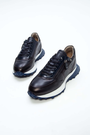  Tamer Tanca Erkek Hakiki Deri Lacivert Sneakers & Spor Ayakkabı