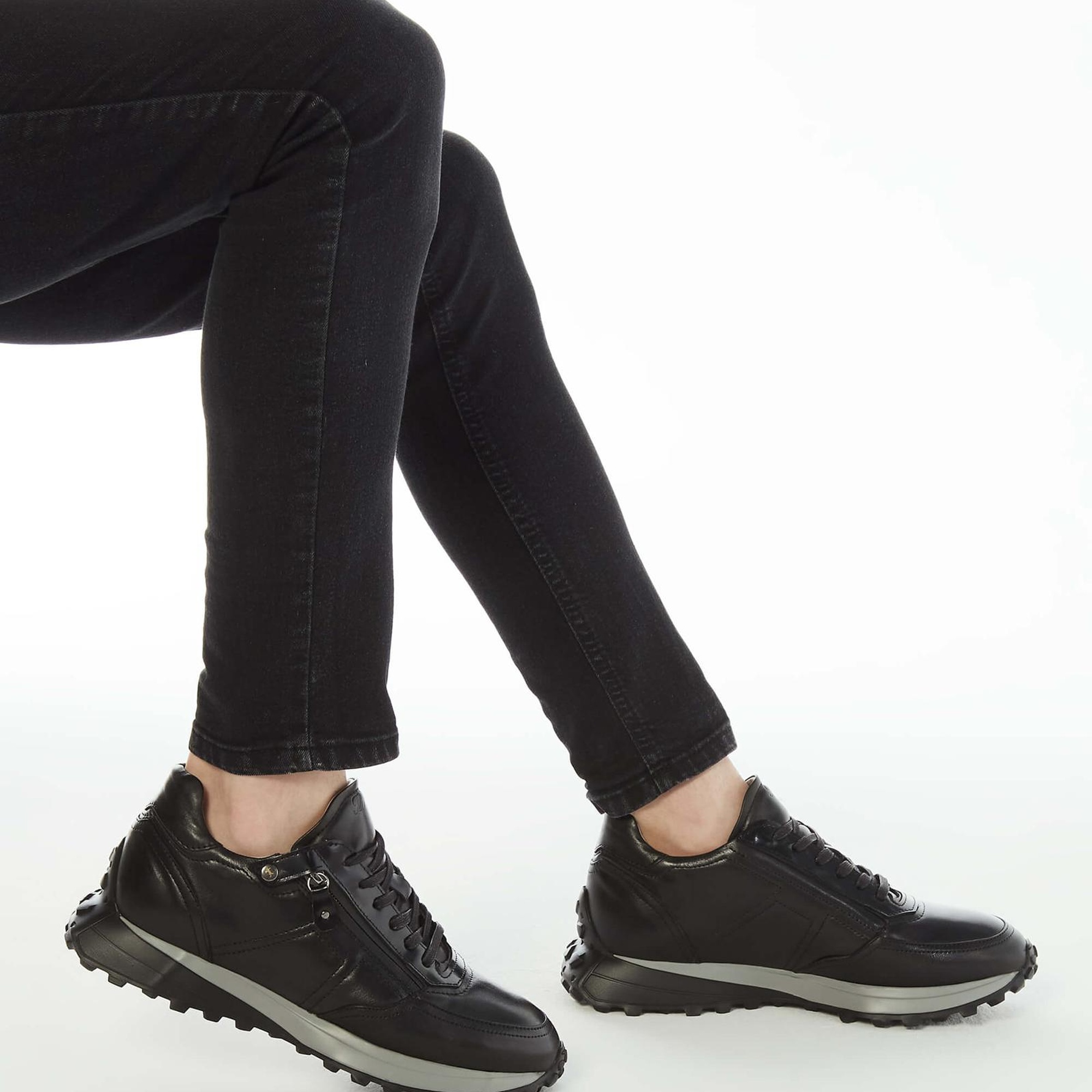 Tamer Tanca Erkek Hakiki Deri Siyah Sneakers & Spor Ayakkabı