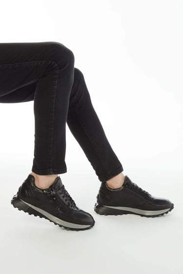  Tamer Tanca Erkek Hakiki Deri Siyah Sneakers & Spor Ayakkabı