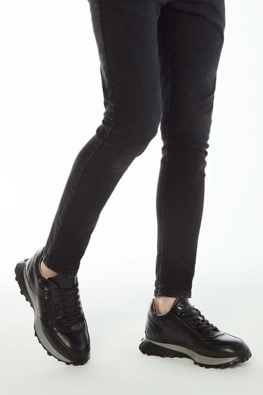  Tamer Tanca Erkek Hakiki Deri Siyah Sneakers & Spor Ayakkabı