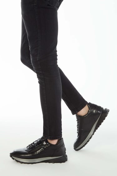  Tamer Tanca Erkek Hakiki Deri Siyah Sneakers & Spor Ayakkabı