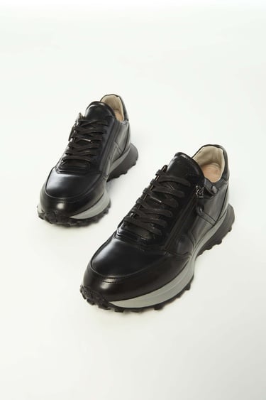  Tamer Tanca Erkek Hakiki Deri Siyah Sneakers & Spor Ayakkabı