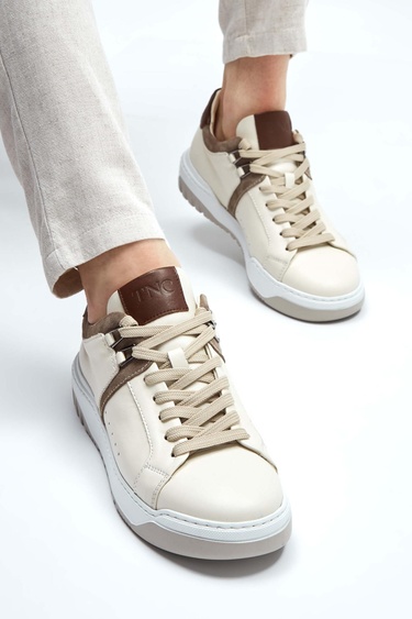  Tamer Tanca Erkek Hakiki Deri Bej Sneakers & Spor Ayakkabı