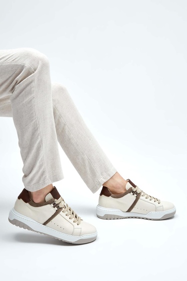  Tamer Tanca Erkek Hakiki Deri Bej Sneakers & Spor Ayakkabı