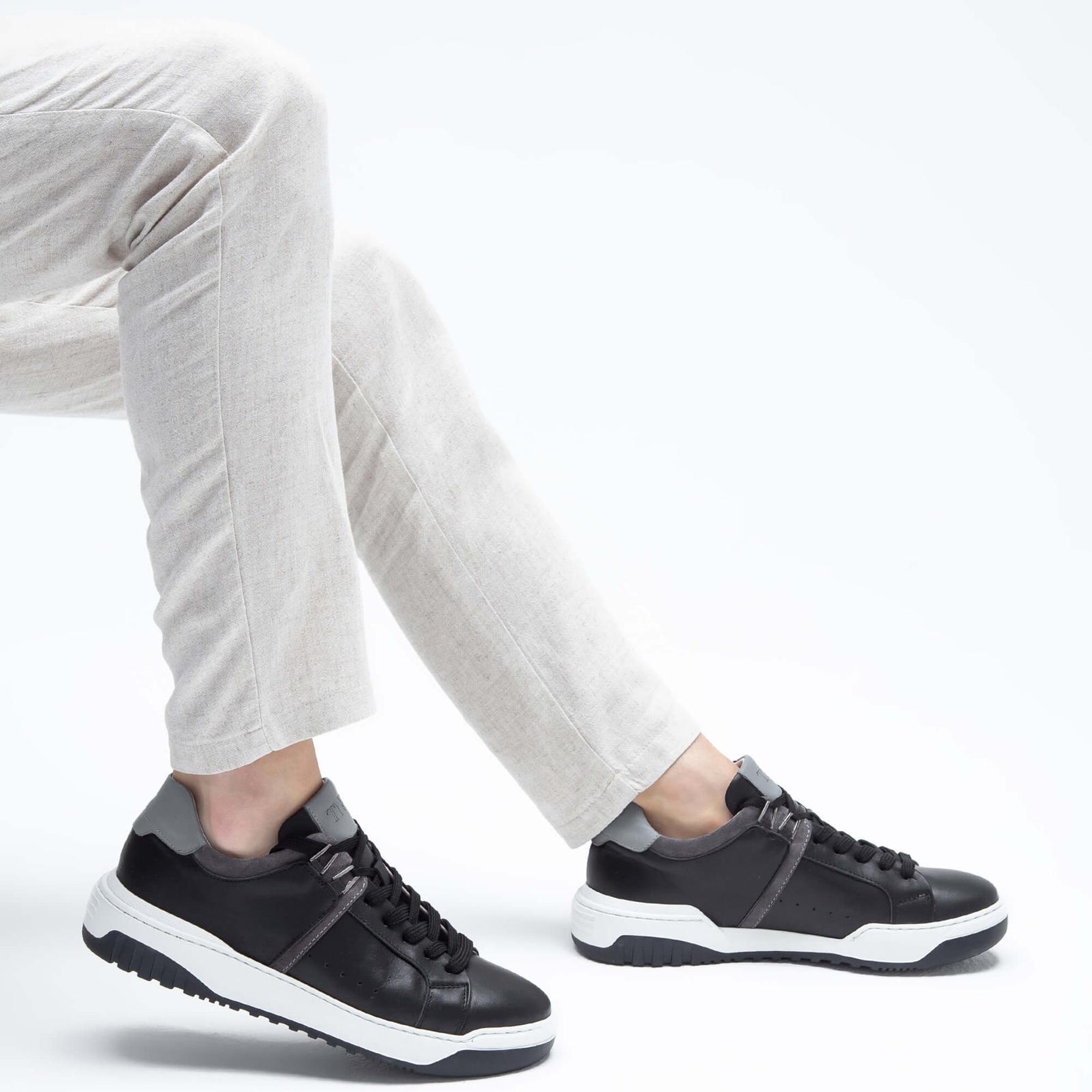 Tamer Tanca Erkek Hakiki Deri Siyah Sneakers & Spor Ayakkabı