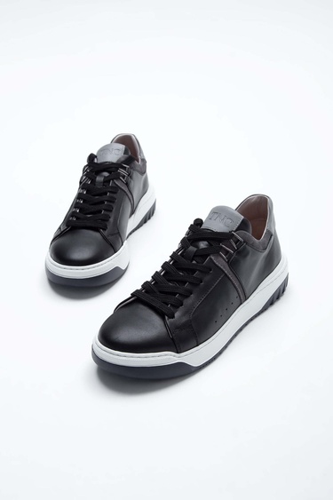  Tamer Tanca Erkek Hakiki Deri Siyah Sneakers & Spor Ayakkabı