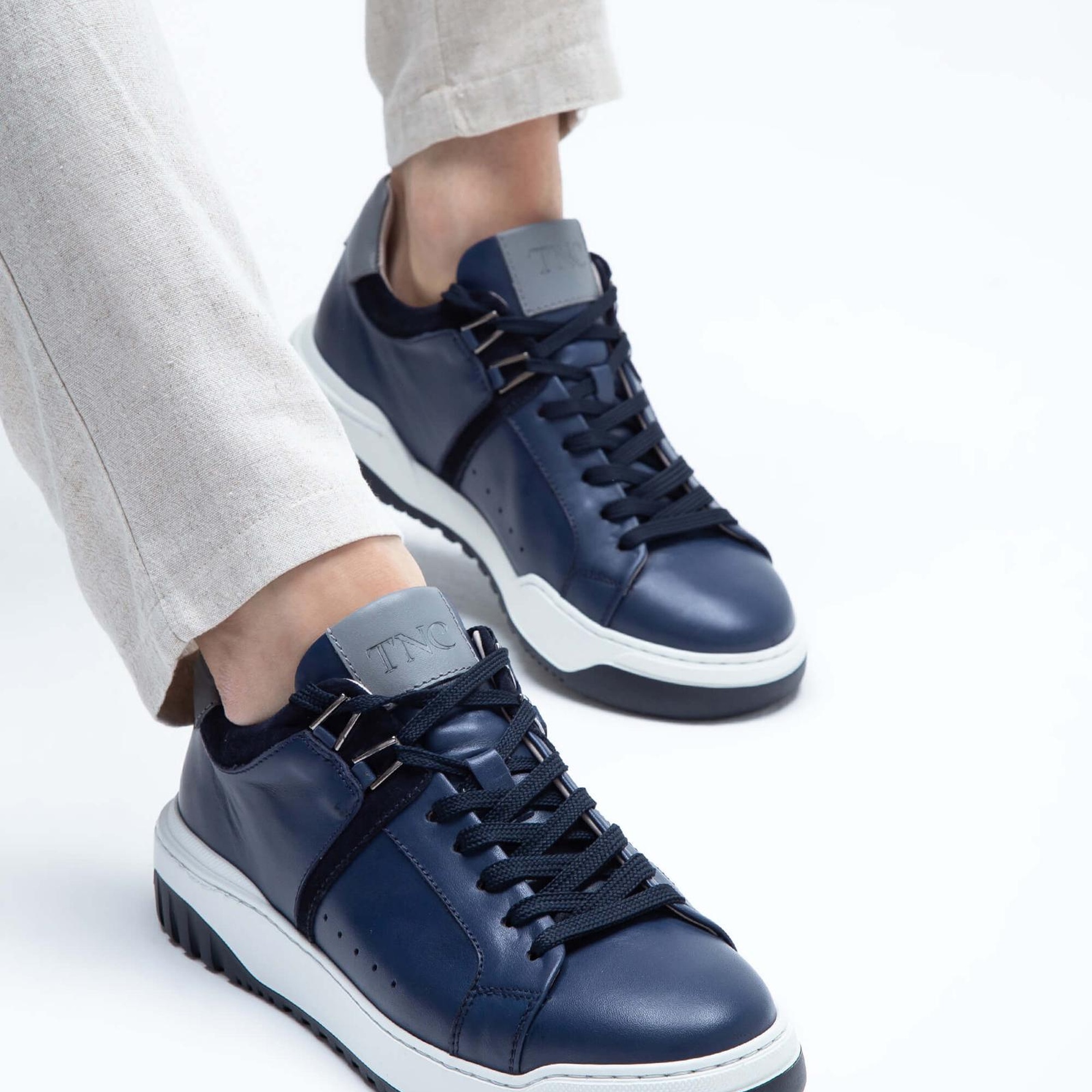 Tamer Tanca Erkek Hakiki Deri Lacivert Sneakers & Spor Ayakkabı