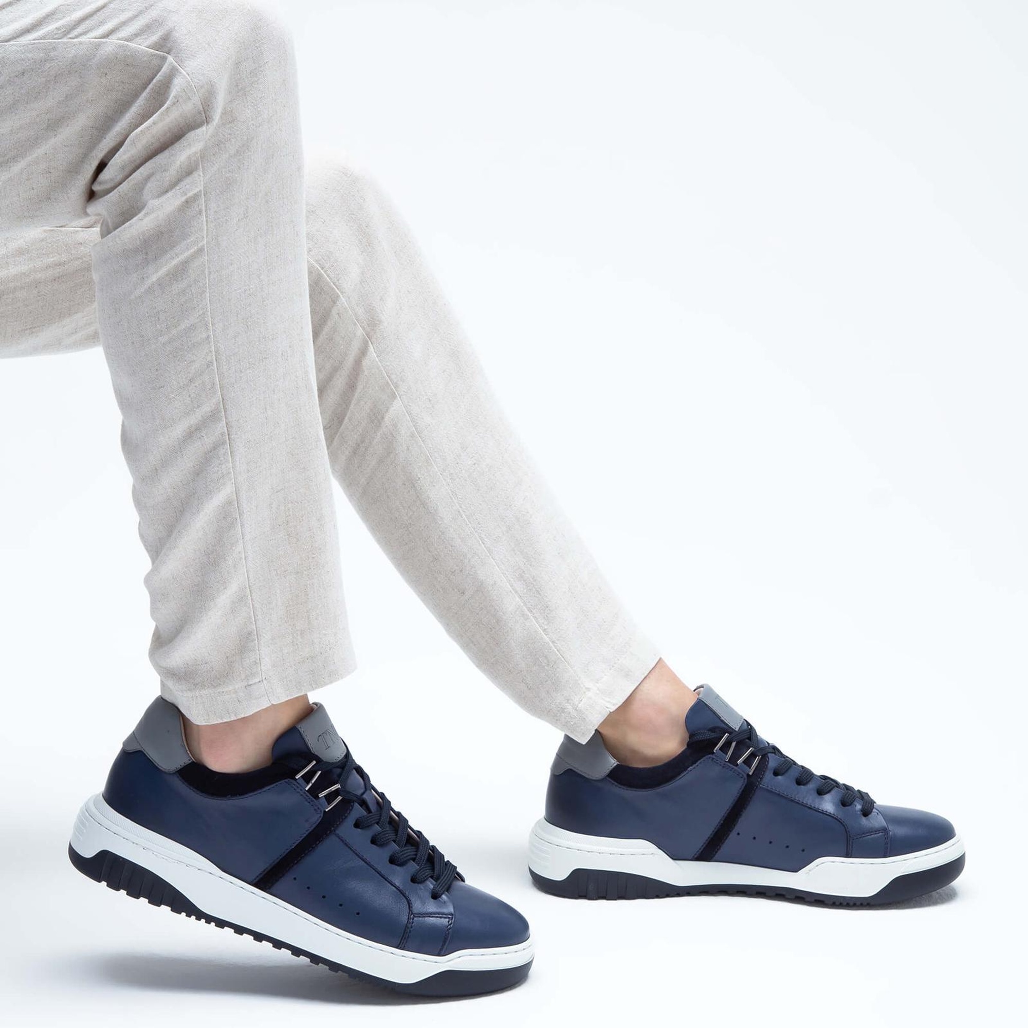 Tamer Tanca Erkek Hakiki Deri Lacivert Sneakers & Spor Ayakkabı