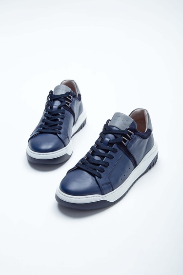  Tamer Tanca Erkek Hakiki Deri Lacivert Sneakers & Spor Ayakkabı