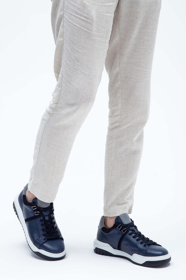  Tamer Tanca Erkek Hakiki Deri Lacivert Sneakers & Spor Ayakkabı