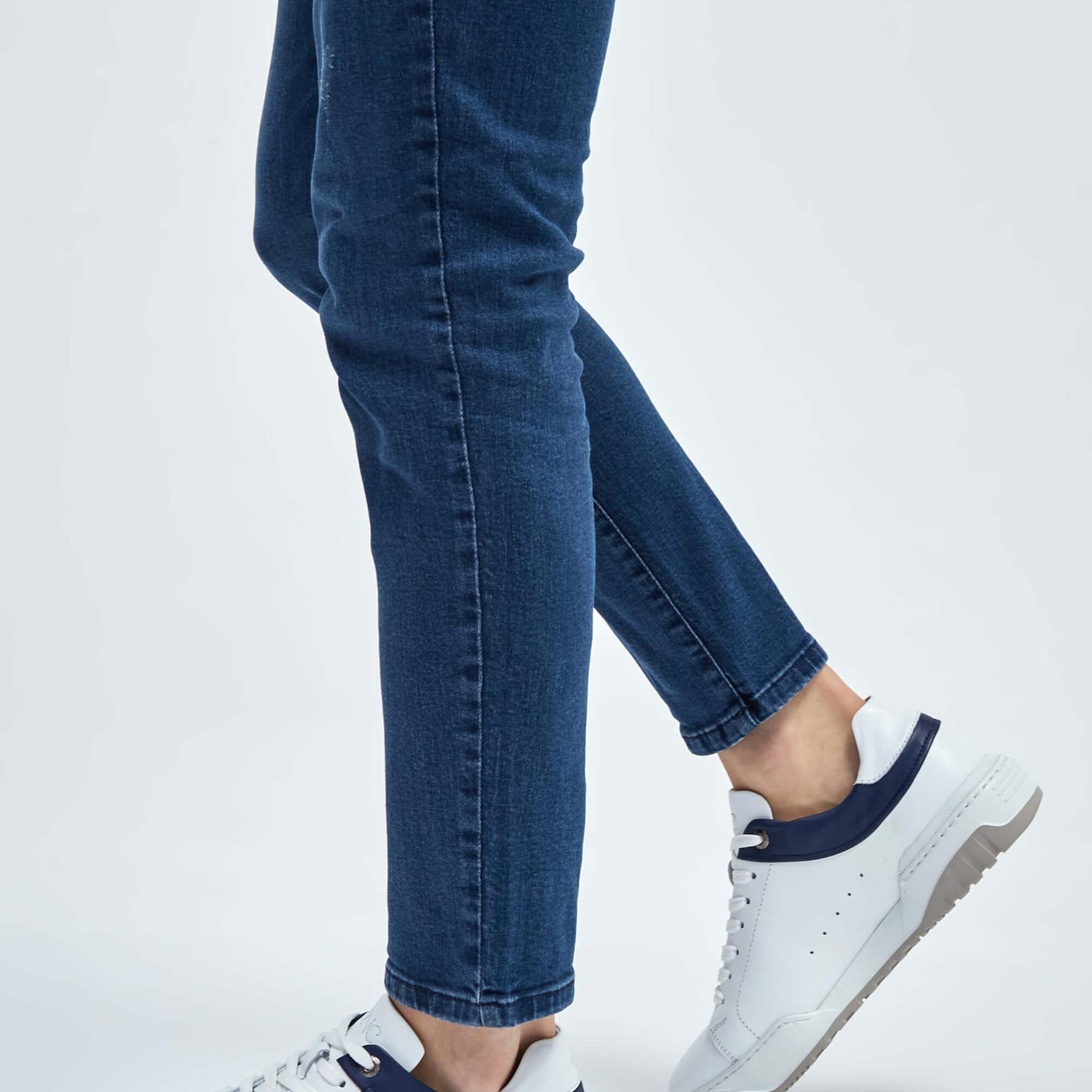 Tamer Tanca Erkek Hakiki Deri Beyaz/Mavi Sneakers & Spor Ayakkabı