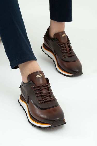  Tamer Tanca Erkek Hakiki Deri Kahverengi Sneakers & Spor Ayakkabı