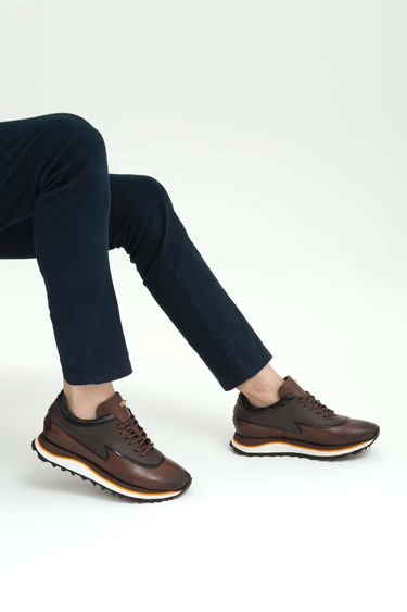  Tamer Tanca Erkek Hakiki Deri Kahverengi Sneakers & Spor Ayakkabı