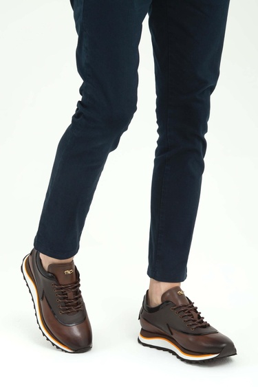  Tamer Tanca Erkek Hakiki Deri Kahverengi Sneakers & Spor Ayakkabı