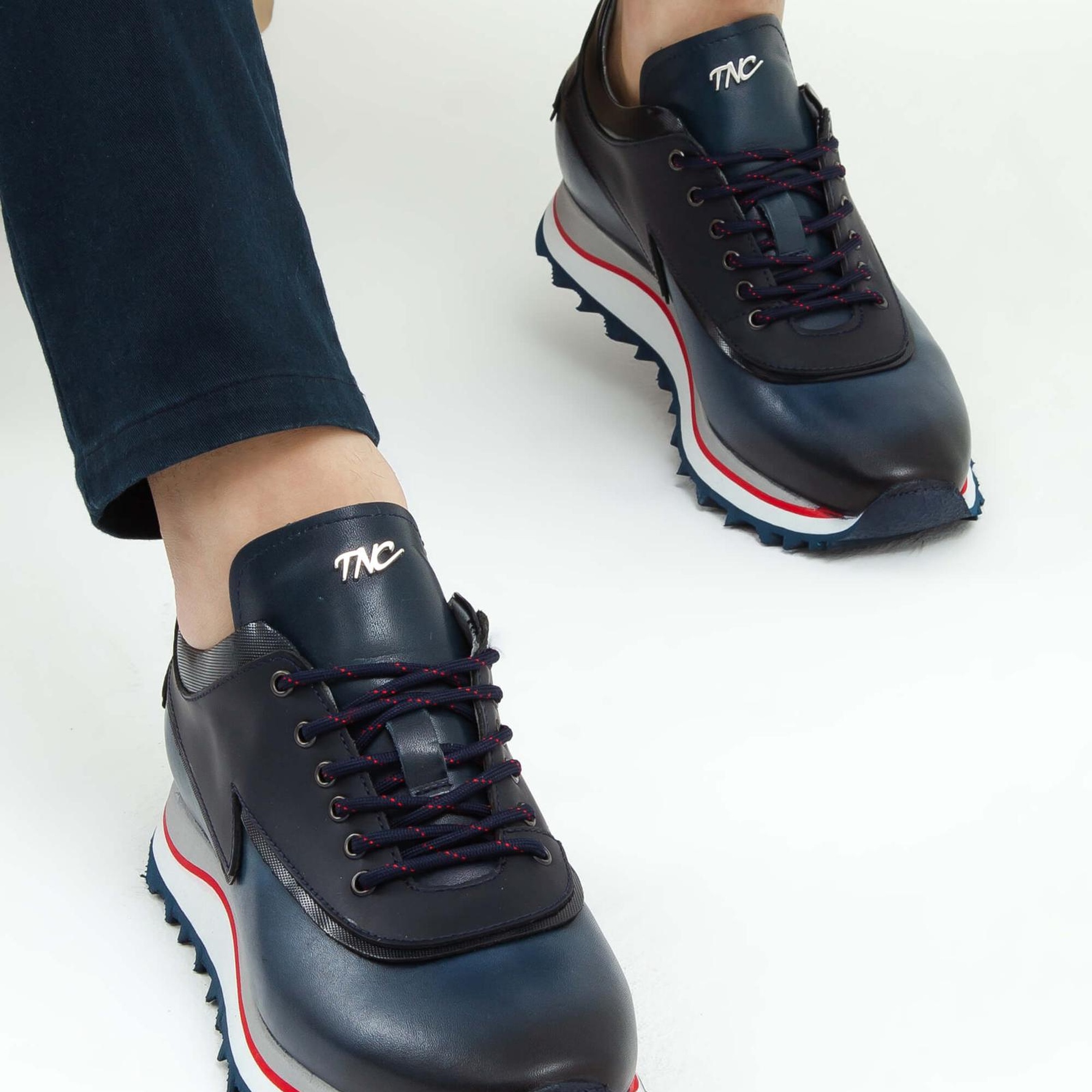 Tamer Tanca Erkek Hakiki Deri Lacivert Sneakers & Spor Ayakkabı