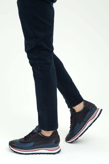  Tamer Tanca Erkek Hakiki Deri Lacivert Sneakers & Spor Ayakkabı