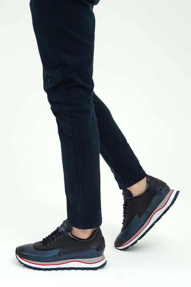  Tamer Tanca Erkek Hakiki Deri Lacivert Sneakers & Spor Ayakkabı