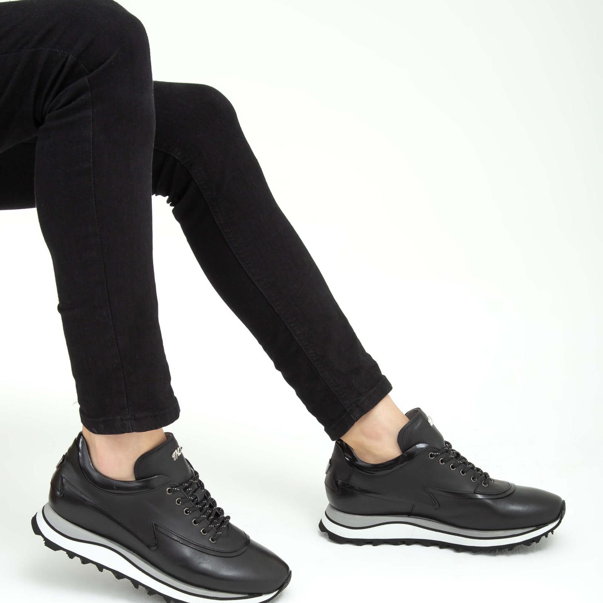 Tamer Tanca Erkek Hakiki Deri Siyah Sneakers & Spor Ayakkabı