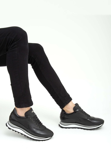  Tamer Tanca Erkek Hakiki Deri Siyah Sneakers & Spor Ayakkabı